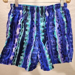 Vintage Speedo Swim Trunks Lined Men's Large Abstract Print Drawstring